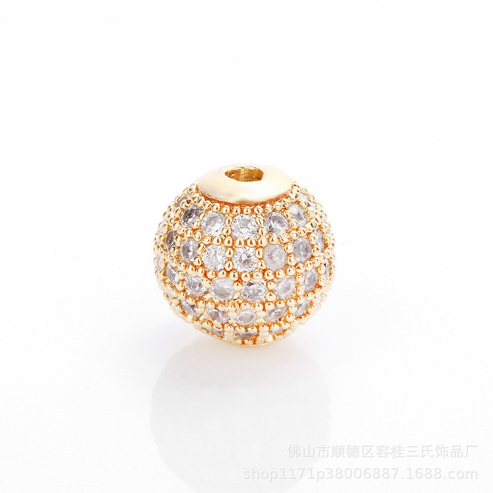 Factory wholesale 10mm beaded zircon copper micro-inlaid accessories, string bead jewelry, DIY bracelet accessories, and partition beads pic 10