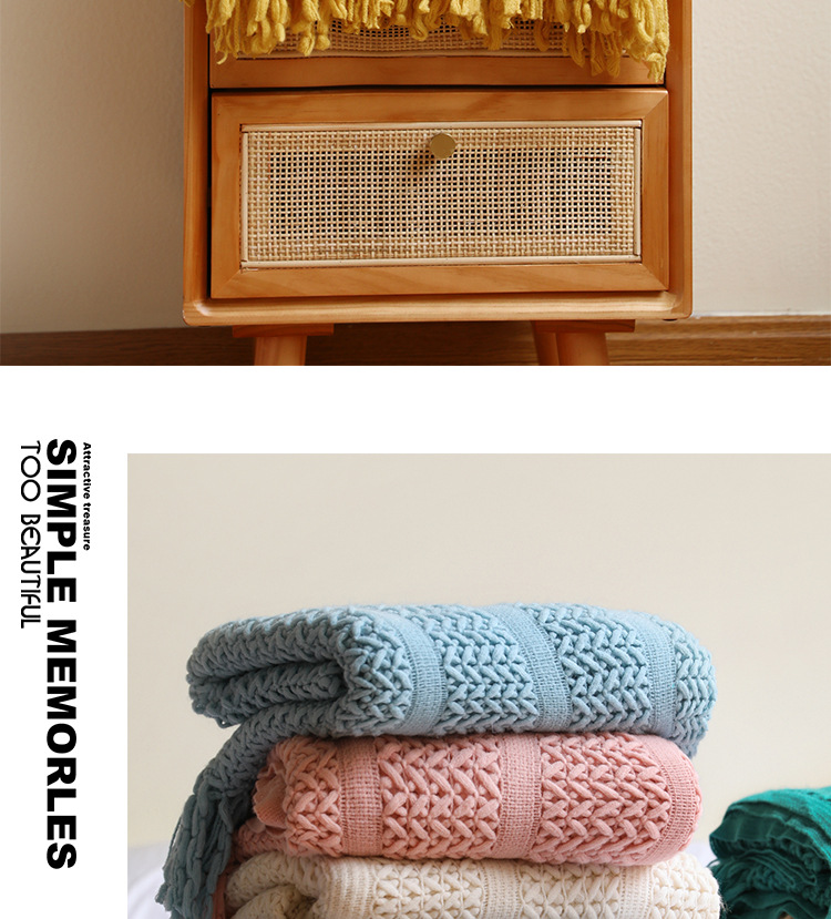 Nordic sofa blanket, cover blanket, knitted blanket, homestay hotel throw blanket, bed tail towel, hollowed-out blanket, bed tail blanket, lap blanket pic 26