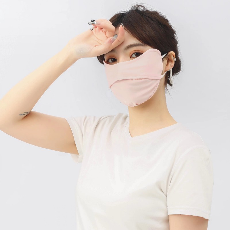 批发新款夏天薄款护眼角防晒面罩女时尚百搭可调节可水洗冰丝口罩详情6