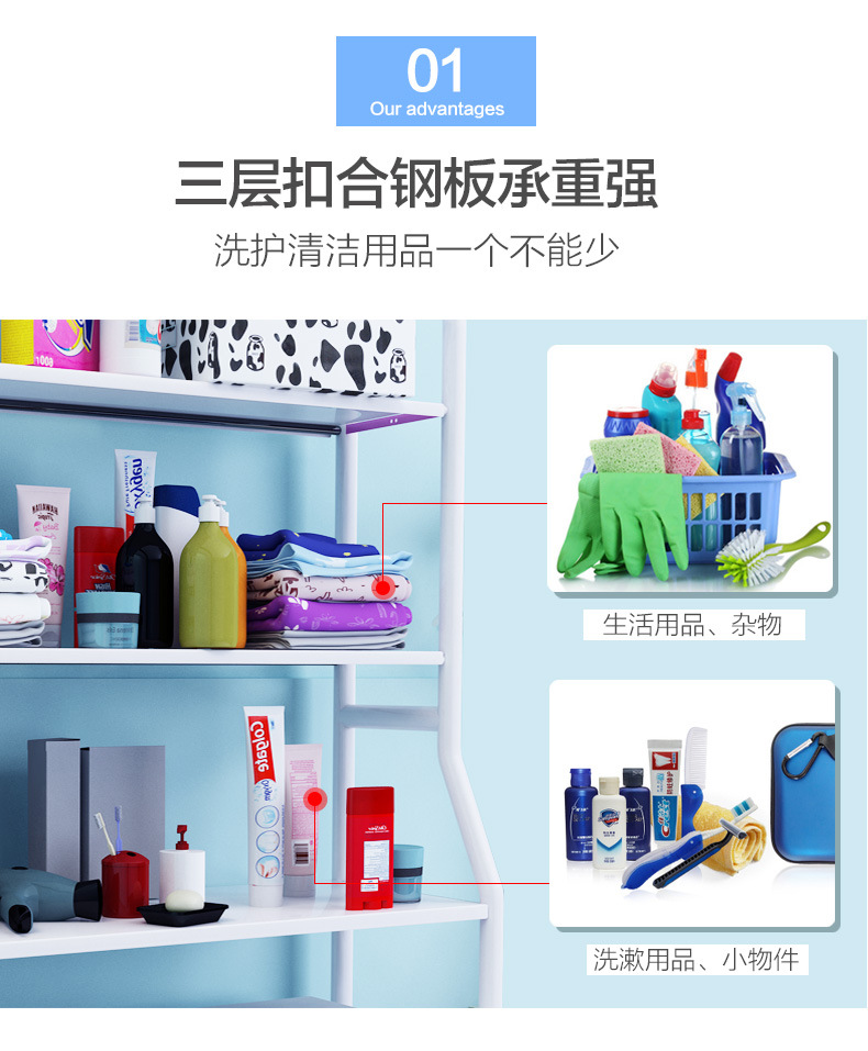 Bathroom, toilet storage rack, floor-standing washroom, no need for drilling, washing machine storage, toilet storage rack pic 4