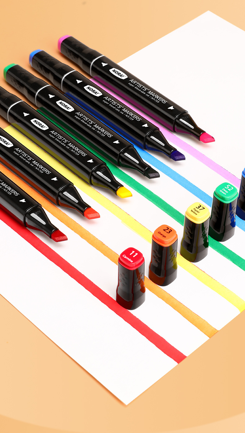 彩色双头马克笔套装儿童学生美术专用彩笔批发酒精油性画画马克笔详情14