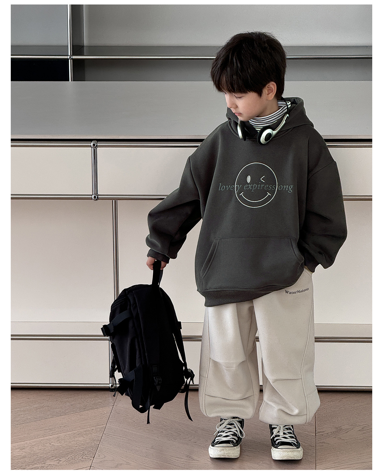 童酷2024儿童冬款湖州织里童装韩版宝宝上衣笑脸刺绣连帽男童卫衣详情22