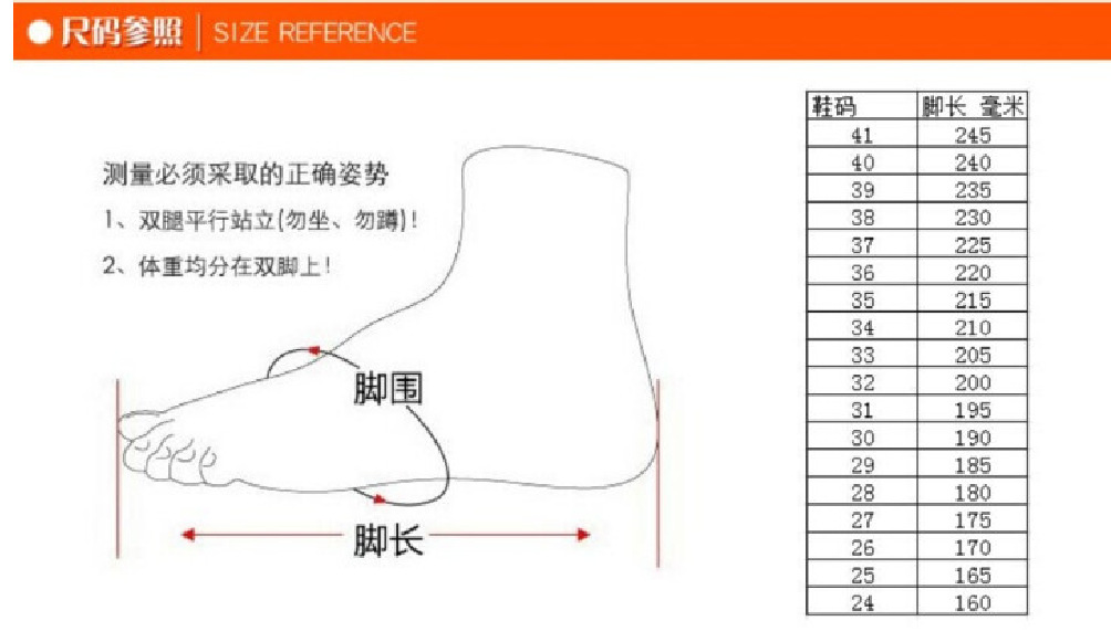 鞋码建议图