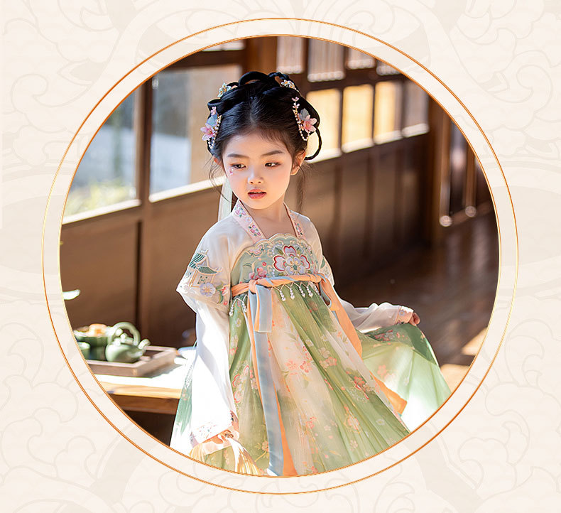 国潮女童汉服夏季新款樱花季古装拍照中国风夏季襦裙小女孩超仙公主裙详情12