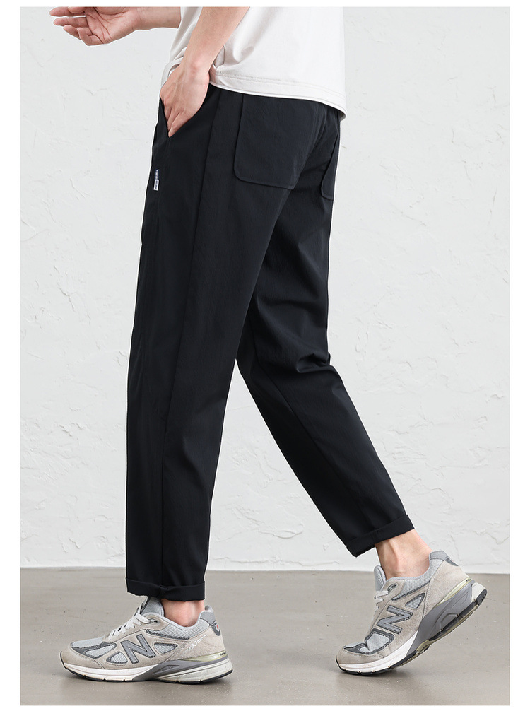 WOOG2005黑色男士弹力休闲长裤2025春夏季新款潮微宽松百搭直筒裤详情12