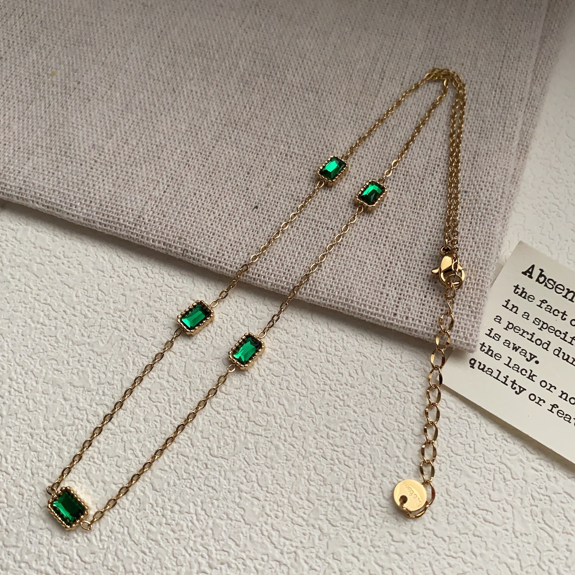 Gold brick titanium steel necklace for women, light luxury, high-end design sense, niche golden collarbone chain, 2025 new trendy sweater chain pic 21