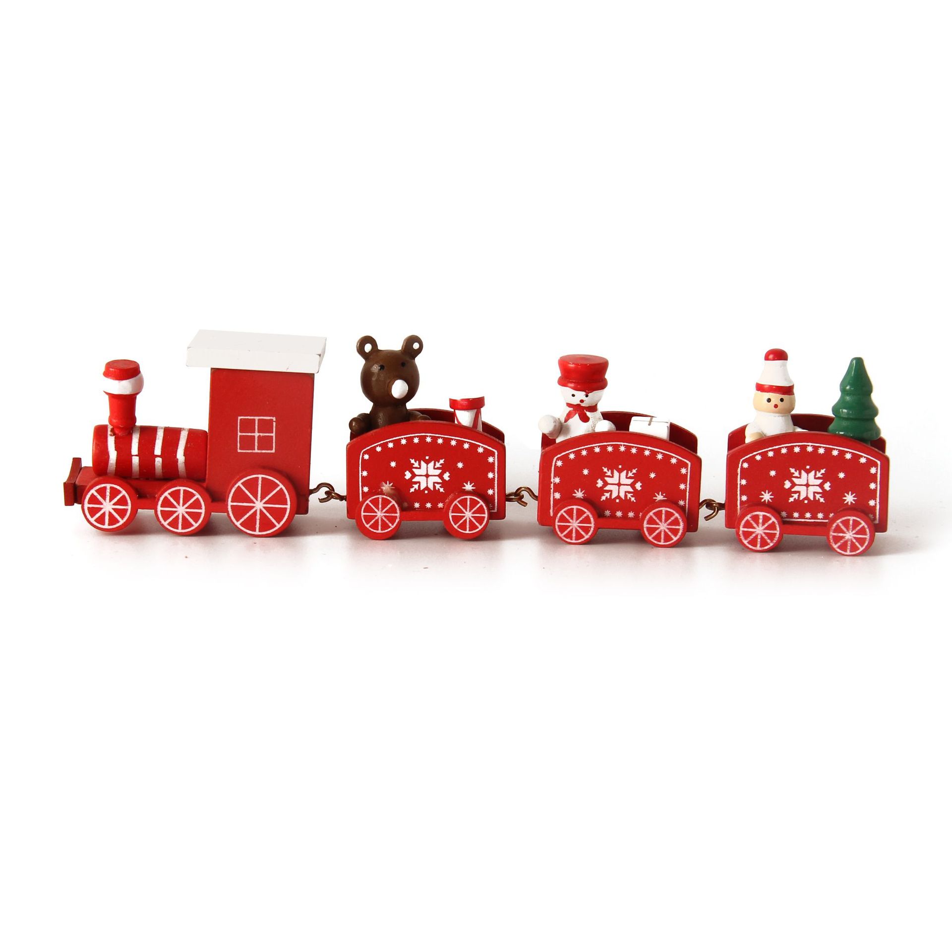 跨境热卖圣诞木制迷你小火车装饰品 实木圣诞小火车橱柜桌面摆件详情8