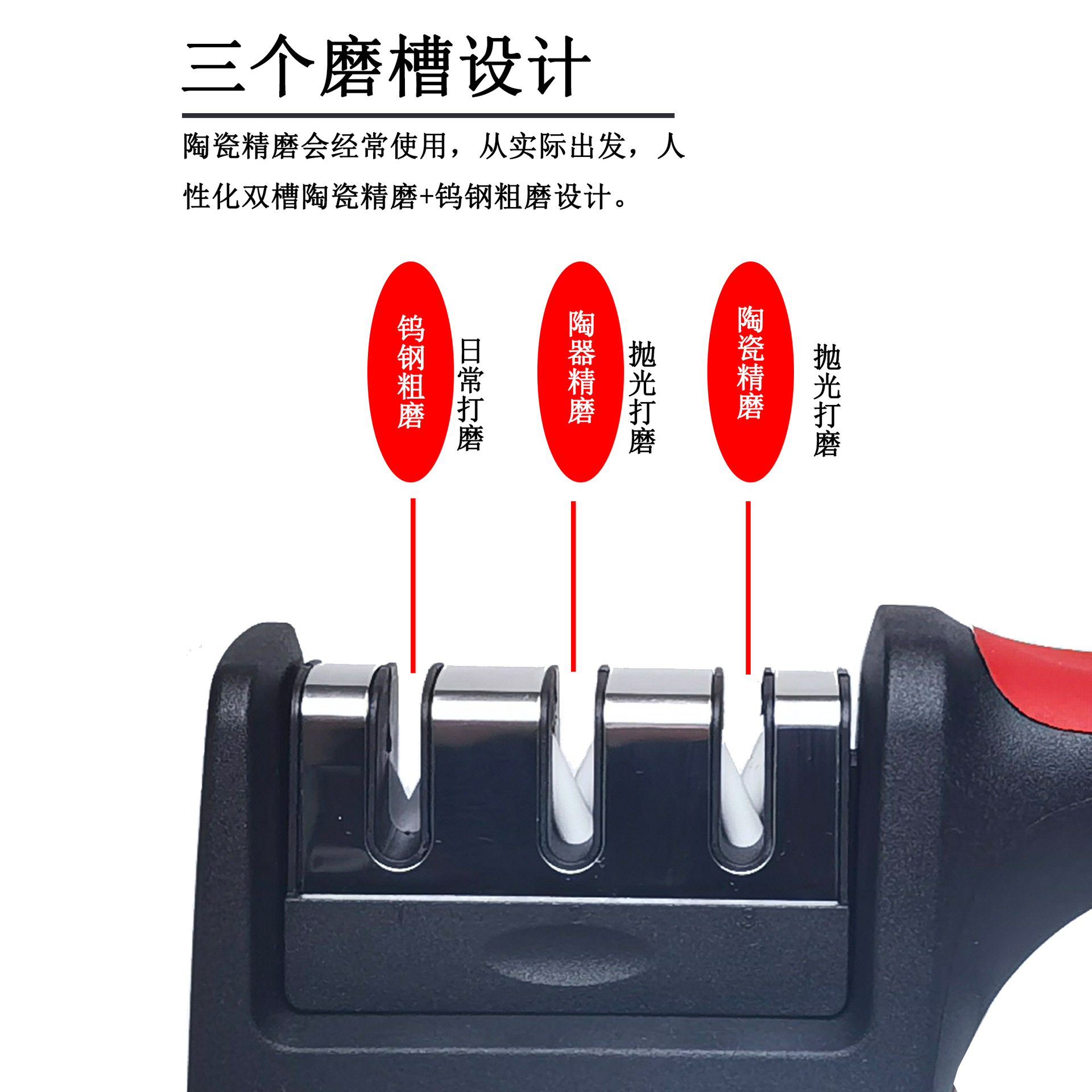 Manufacturer wholesale commercial knife sharpeners, street stall supply, three-section knife sharpeners, manual knife sharpening rods, manual pic 15