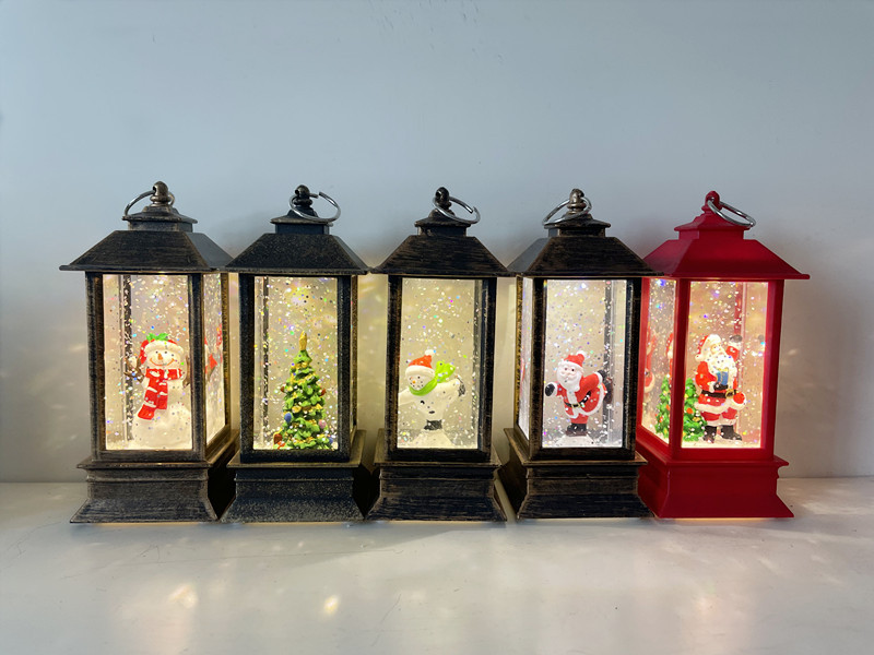 Cross-border Christmas water-filled small wind lantern handicrafts, creative window display items, LED illuminated Santa Claus night lights pic 11