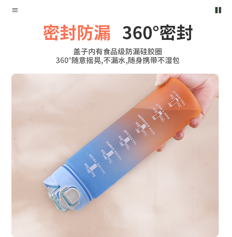 2023 New Amazon Bestseller: 1000ML Gradient Sandblasted Sports Water Bottle, portable spout, Bouncing water cup pic 7