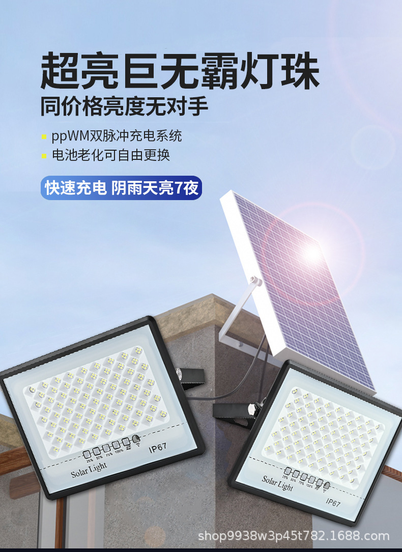 太阳能灯户外庭院灯家用投光灯花园太阳能壁灯道路灯太阳能路灯详情3