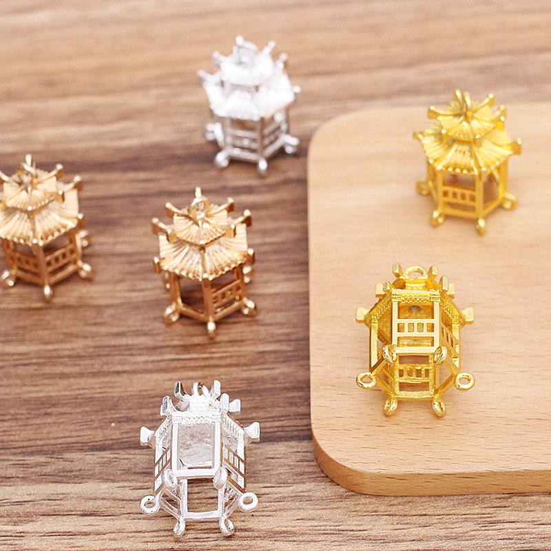 Antique style new alloy small pavilion and small house, ancient bride pagoda headwear material (09870) pic 9