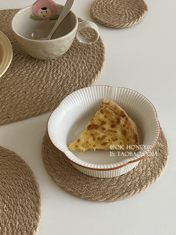 日式亚麻编织餐垫餐桌隔热垫子锅垫碗垫隔热防烫大尺寸亚麻草编织详情3