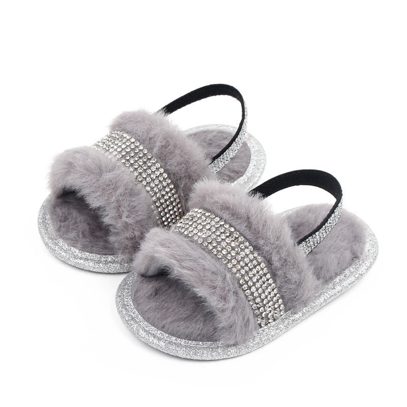 0-1岁宝宝鞋毛毛凉拖水钻室内宝宝鞋学步鞋批发 2760详情11