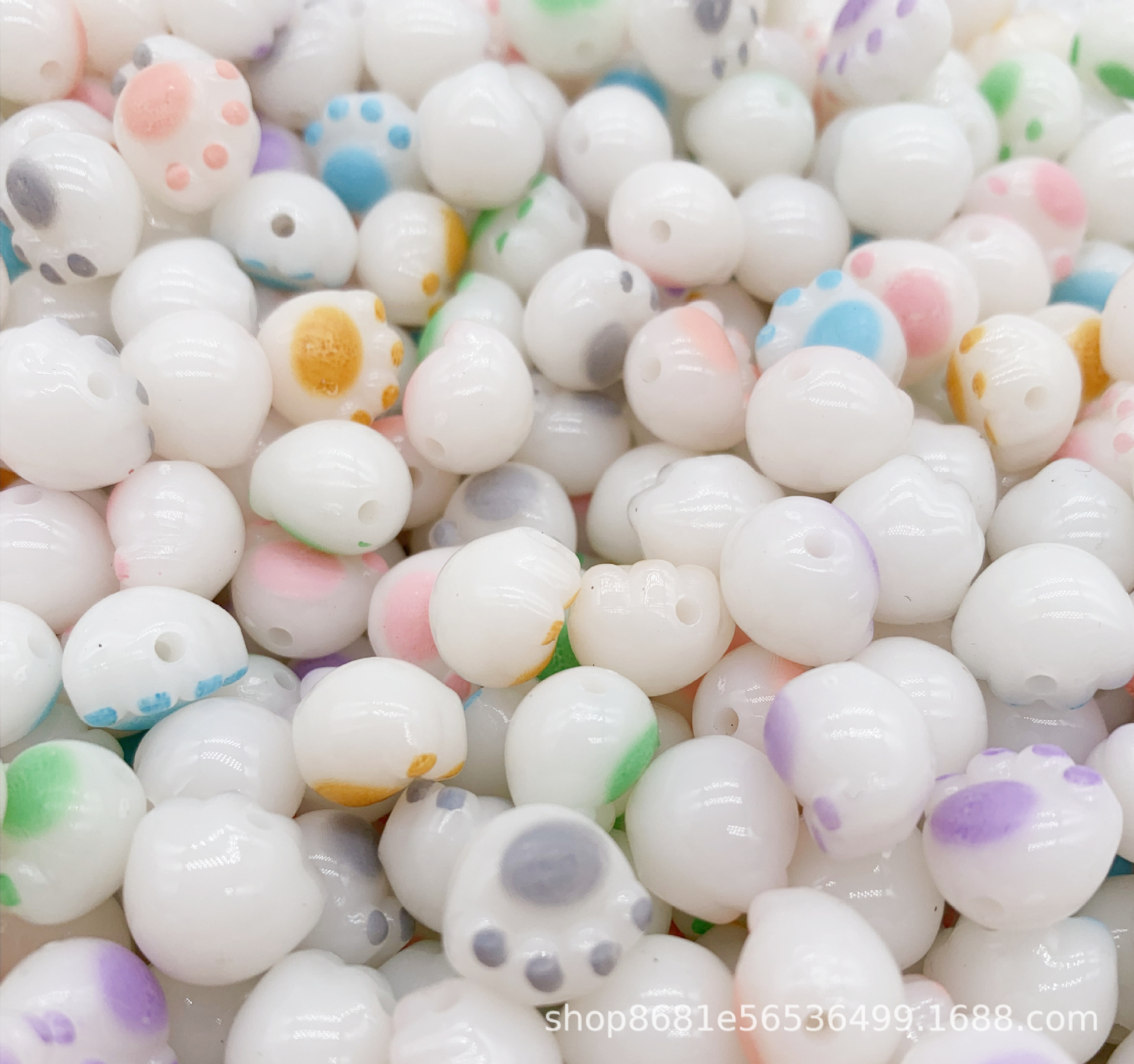 卡通可爱炭烧立体仿菩提猫爪直孔手串珠DIY手链挂件绕指柔材料包详情1