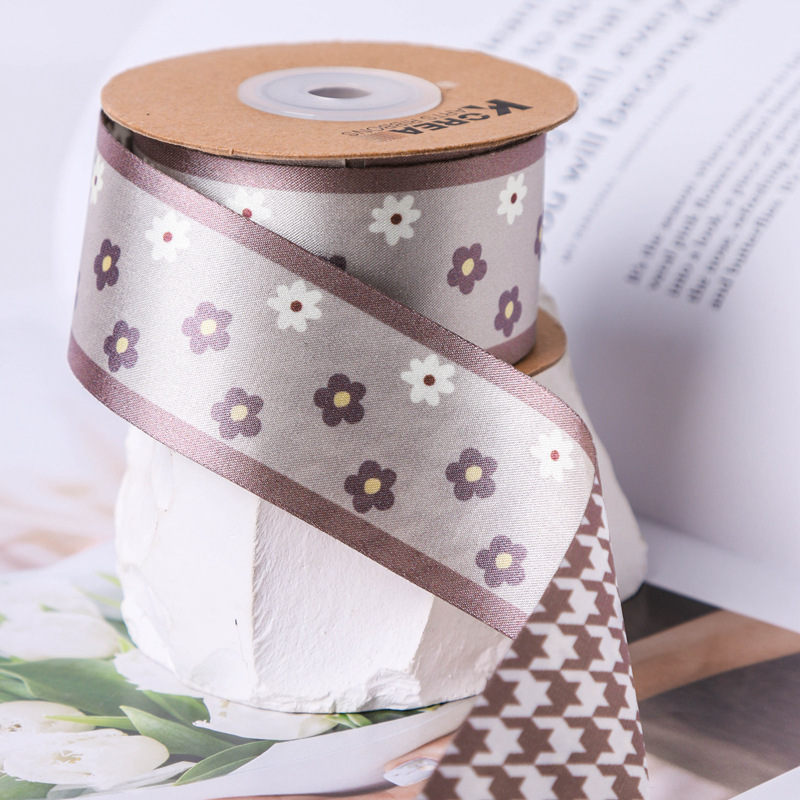 AB side small floral patterns, thousand bird patterns, printed webbing, flower gift packaging, DIY hair accessories, bow bag decoration pic 16