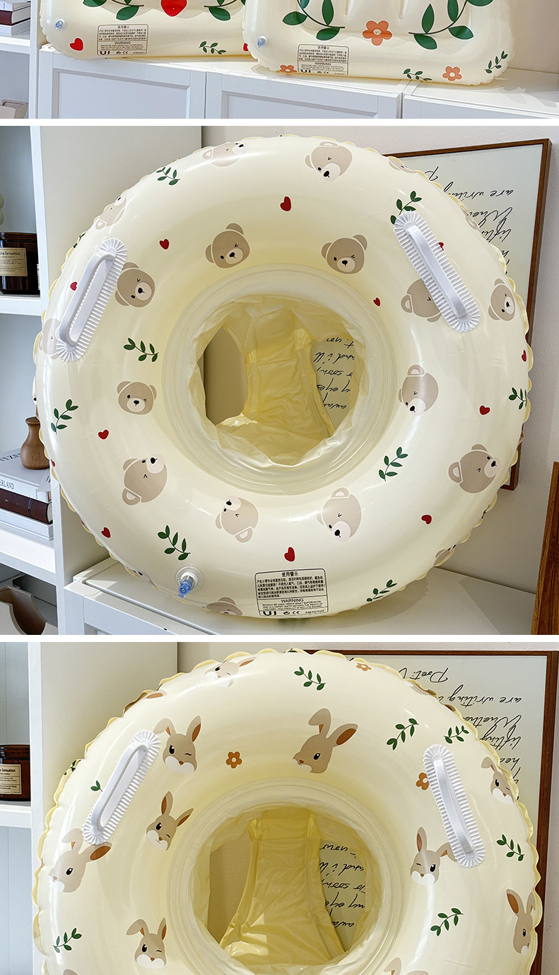 24新款儿童卡通兔子游泳圈宝宝下沉式座圈小孩水上浮排小熊批发详情10