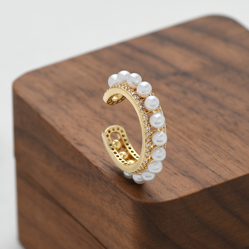 秋冬新款微镶锆石气质无耳洞耳环女小众设计感几何C形珍珠耳骨夹详情6