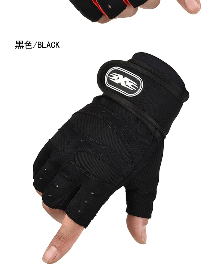 Fitness gloves, half-finger anti-slip breathable for men and women, summer weightlifting hand guards, dumbbell equipment training, long wrist guards, cycling gloves pic 11