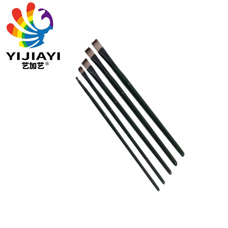 High-quality two-color brush, dark green pen barrel, black aluminum tube, 5-piece brush set, suitable for oil, watercolor and acrylic pic 9