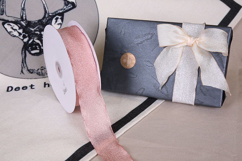 Dingxin fish tail Ribbon wholesale Korean version wave-burned edge yarn ribbon handcrafted hair accessory bow gift box packaging ribbon pic 21