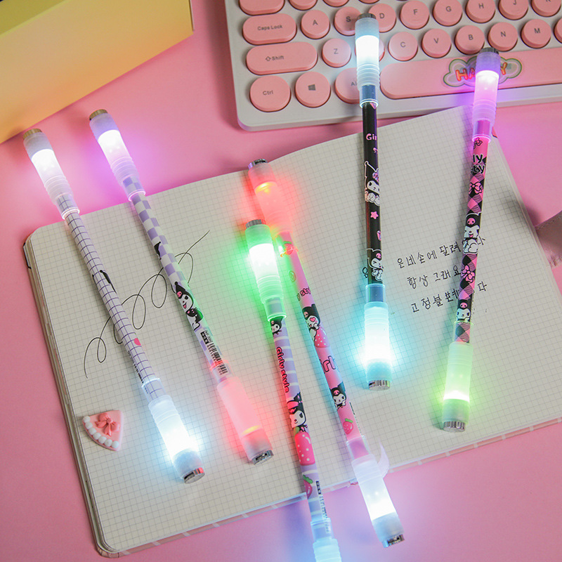 Sanrio glow spinner pen alto nivel de apariencia pluma de luz de alivio de presión pluma de regalo de dibujos animados lindo pluma de alivio de presión estudiante papelería pic 29
