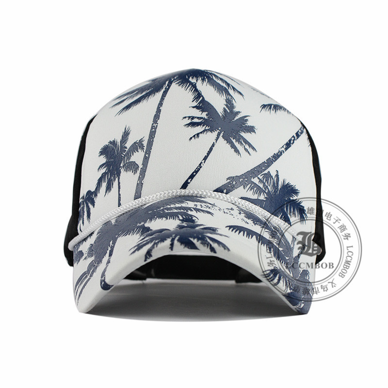 Korean hip-hop street dance style coconut tree printed net hat, sponge hat, outdoor baseball cap, baseball cap pic 6