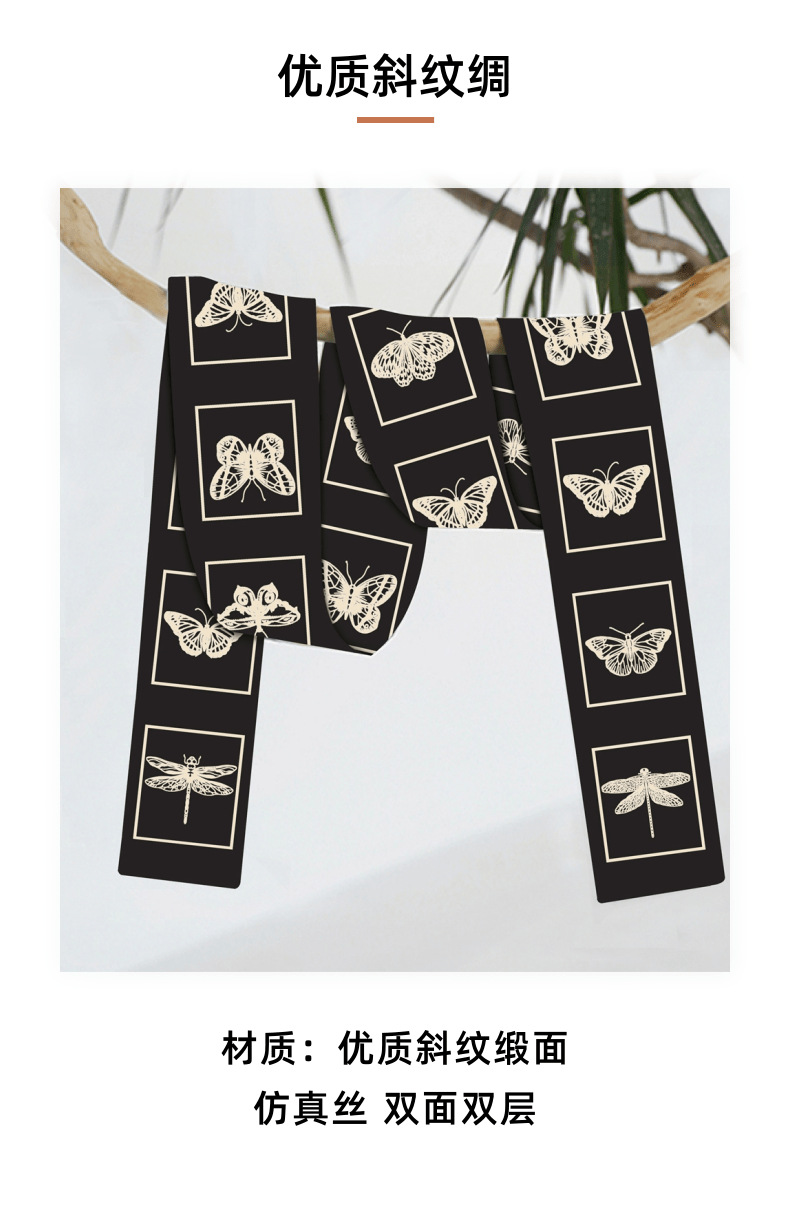 Scarf and silk scarf manufacturer wholesale, cool and stylish, original narrow and long small silk scarves, hair ties, Korean-style ribbons for women pic 4