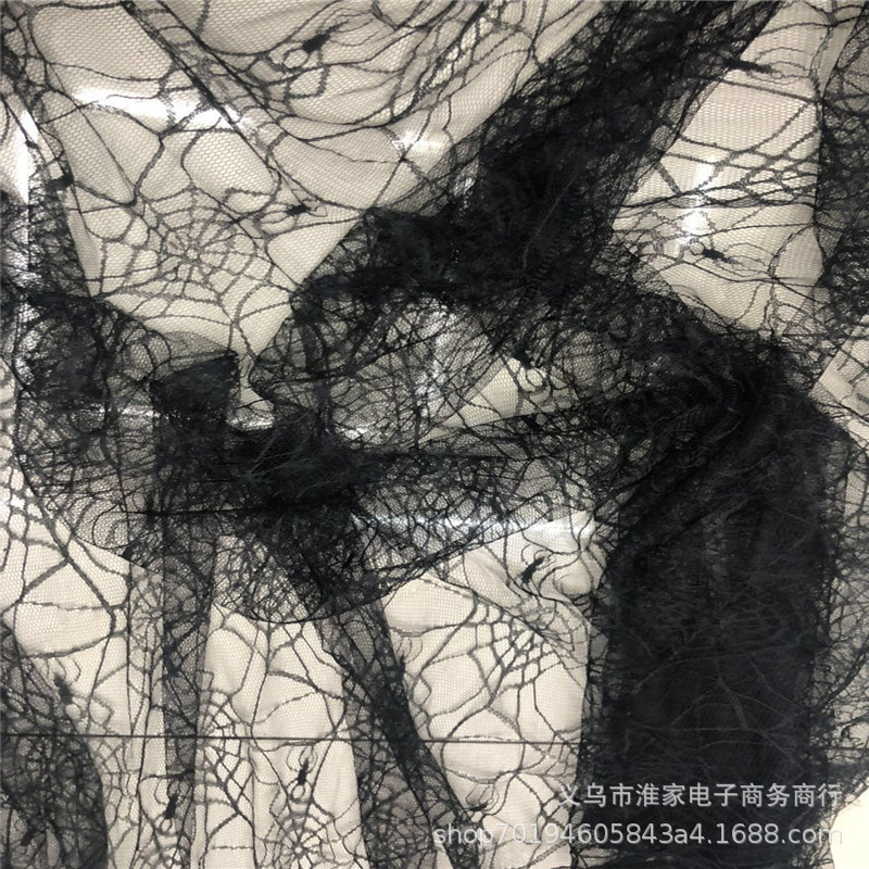 Factory direct sales of Halloween fabric, spider web non-elastic lace polyester bag fabric, lace accessories pic 6