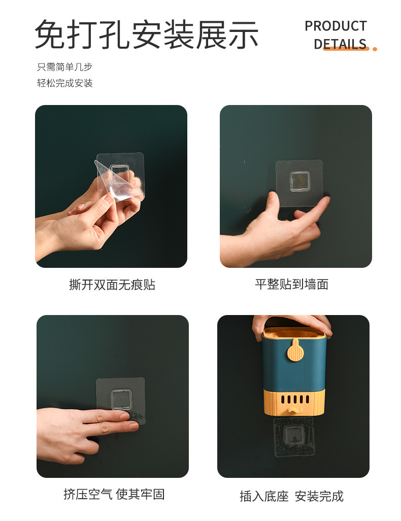 可挂墙式马桶刷无死角洗厕所卫生间家用清洁长柄刷带沥水接盘套装详情18