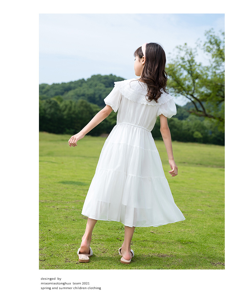 A new Korean-style stylish dress for girls, a short-sleeved princess dress, and a popular chiffon puffed-sleeve dress for children pic 9
