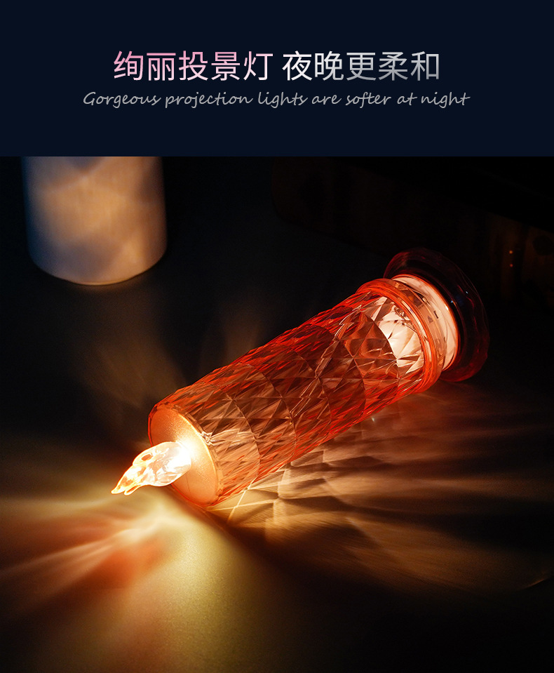 Wholesale transparent diamond-shaped LED electronic candle lights, birthday, wedding decoration, Christmas, Halloween projection atmosphere lights pic 3