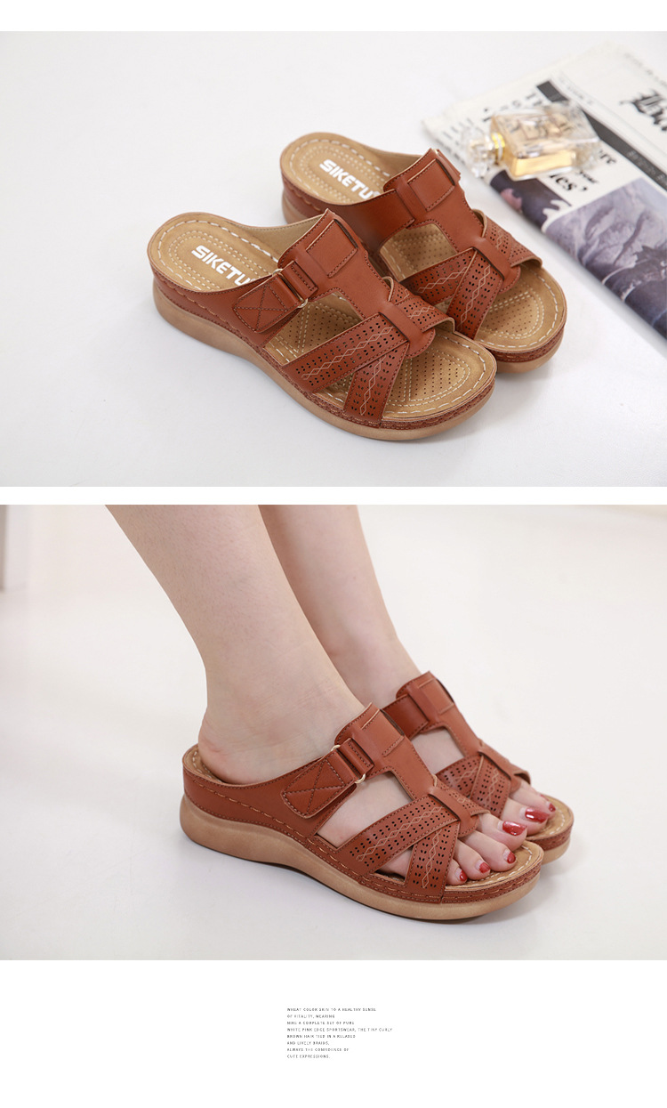 New European and American sandals for women, cross-border car line, mom shoes, large-sized sandals, wedge heel slippers, one-piece consignment pic 31