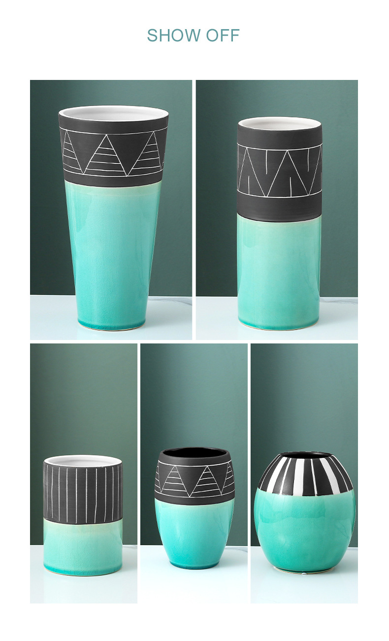 Chinagoods Ceramic Vase北欧陶瓷花瓶酒店家公寓居客厅陶瓷瓶水培花瓶样板间复古摆件详情8