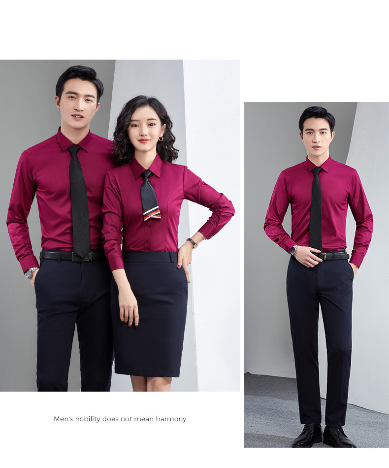 Factory direct supply of long-sleeved white bamboo fiber shirts for men, blue workwear no-iron fitted shirts for women, both men and women pic 34