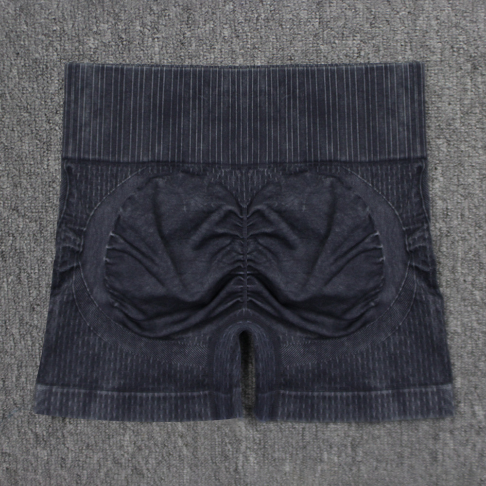 新款砂洗瑜伽裤运动健身短裤蜜桃臀yogo高腰紧身裤欧美三分裤详情4