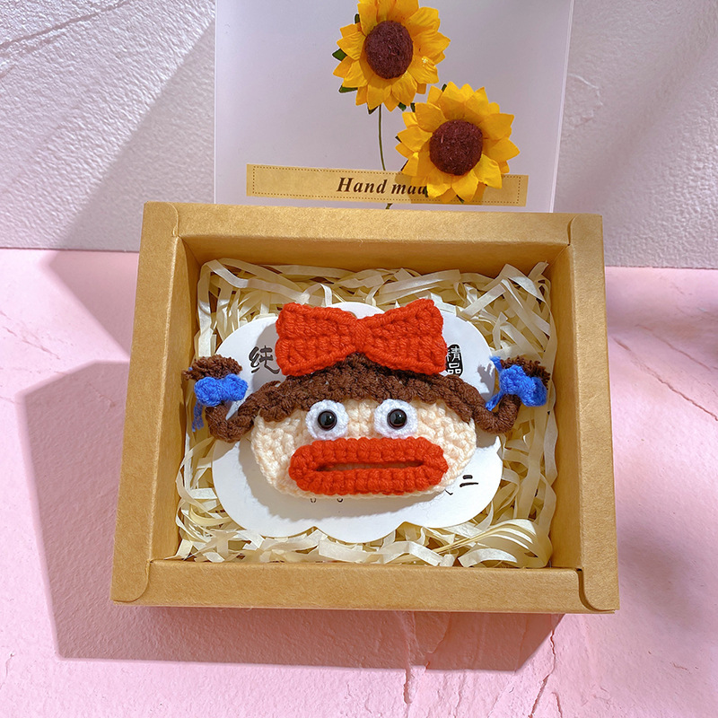 纯手工钩织毛线发夹丑萌大嘴妹搞笑发夹刘海夹搞怪发夹香肠嘴发卡详情12