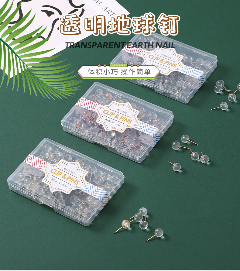 Wholesale of ins style transparent imitation golden Earth nail box, cork board rose gold picture nail, photo wall art nail pic 1