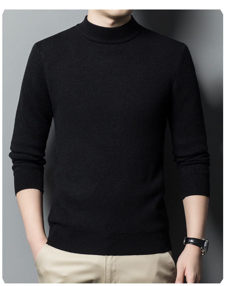 Imitación cashmere otoño invierno hombre suéter de cuello medio alto hombre joven slim legging jersey hombre pic 15