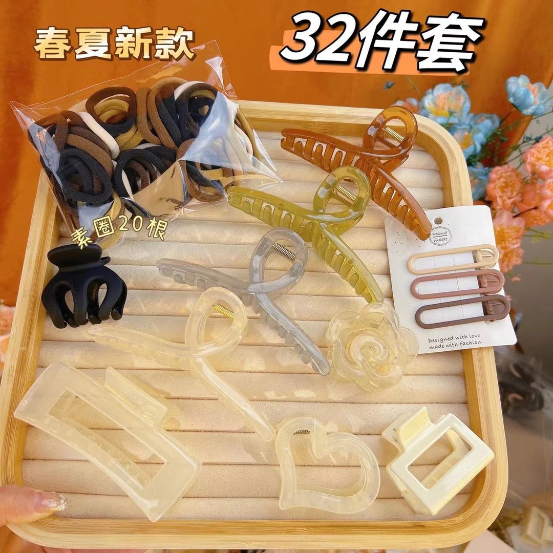 抖音111件套装发夹秋冬新款组合发饰抓夹发圈简约气质头绳详情13