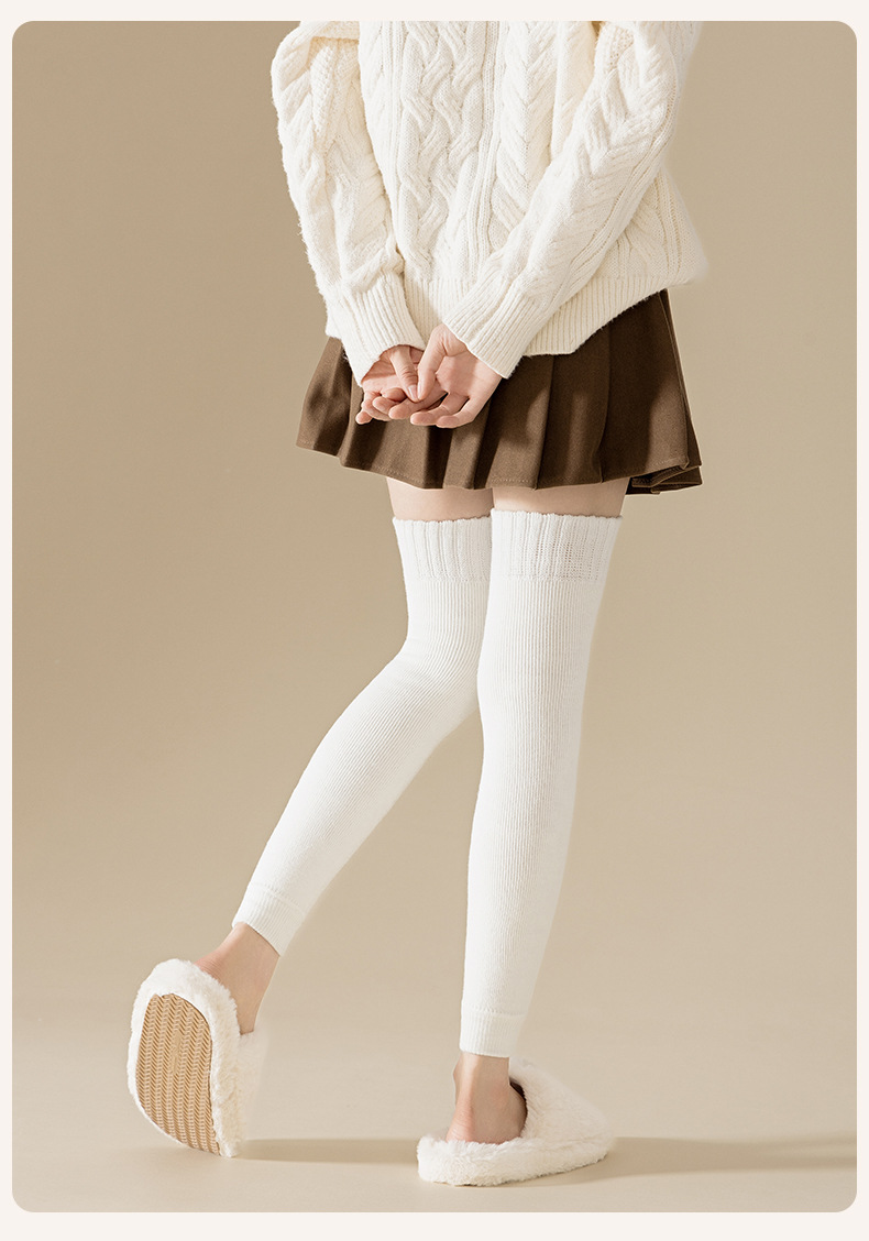 羊绒护膝袜套女长筒袜子加绒加厚毛圈秋冬季保暖过膝袜女士大腿袜详情20