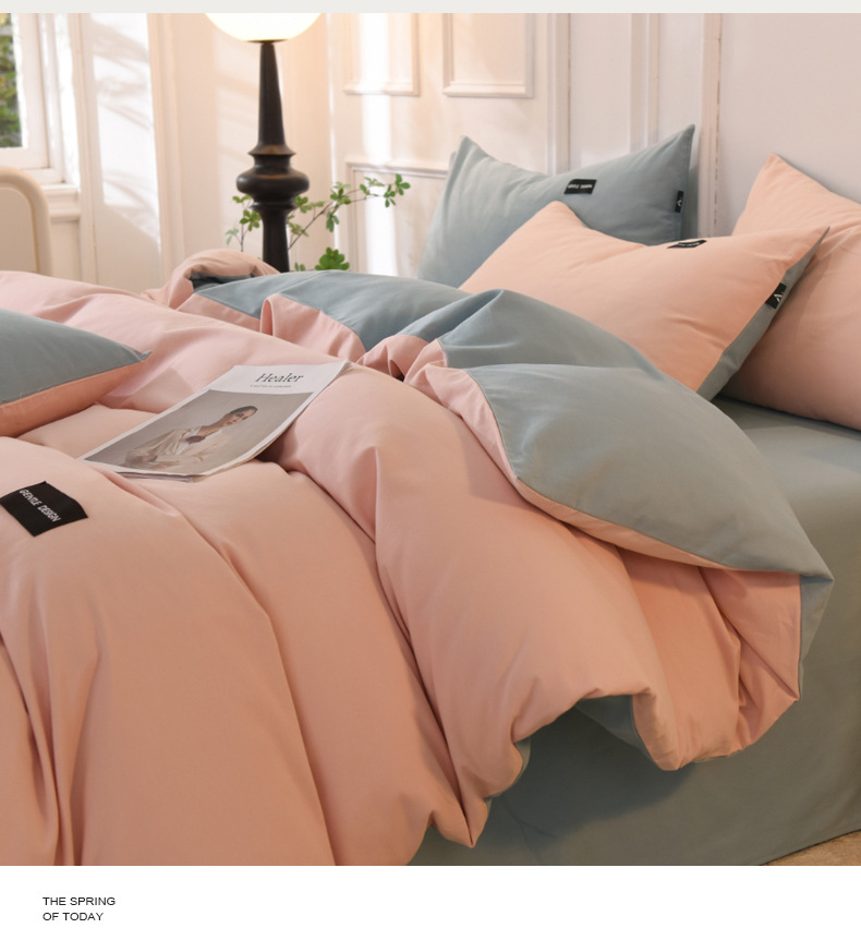 批发100纯棉磨毛四件套纯色A类母婴级无荧光超柔全棉被套床单子详情21