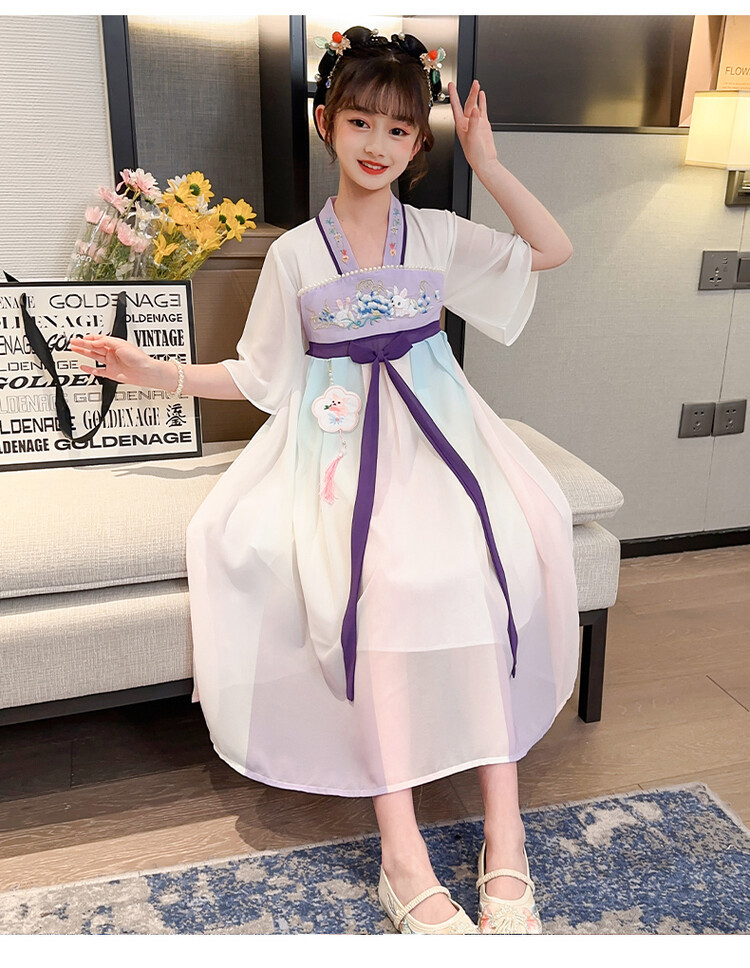汉服女童春薄款中国风襦裙连衣裙古装超仙春季小女孩儿童唐装批发详情36