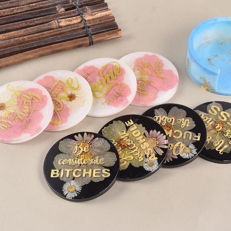 diy crystal resin, English letter blessing words, teasing words, coasters, cup holders, mirror silicone mold pic 15