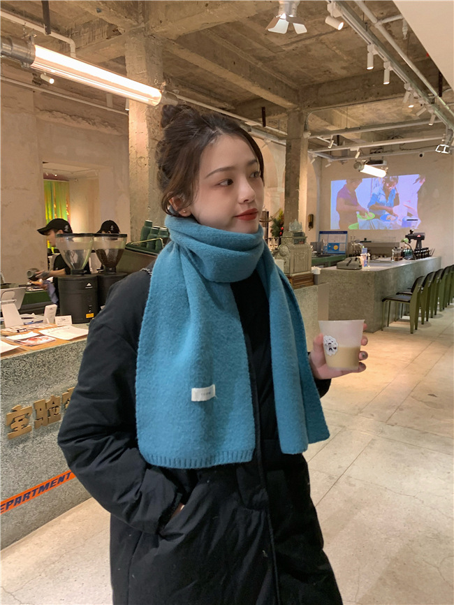 韩版ins保暖纯色围巾女秋冬季百搭时尚学生针织小围脖男新款毛线详情24