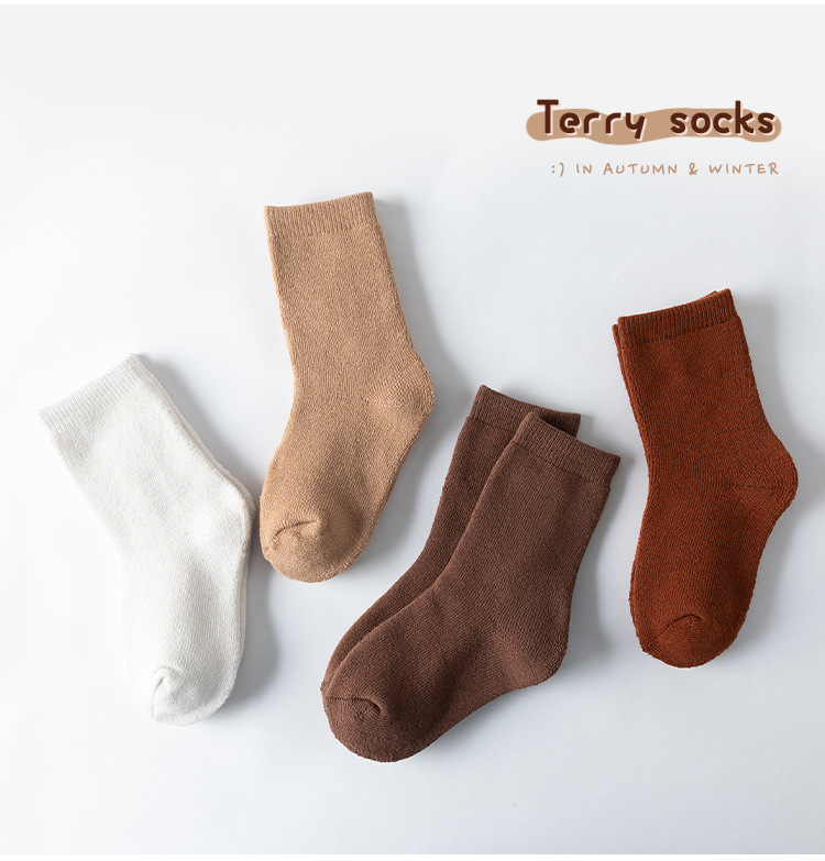 22冬季纯色宝宝棉袜小童加厚保暖毛巾短袜A类加弹男女童毛圈棉袜详情10