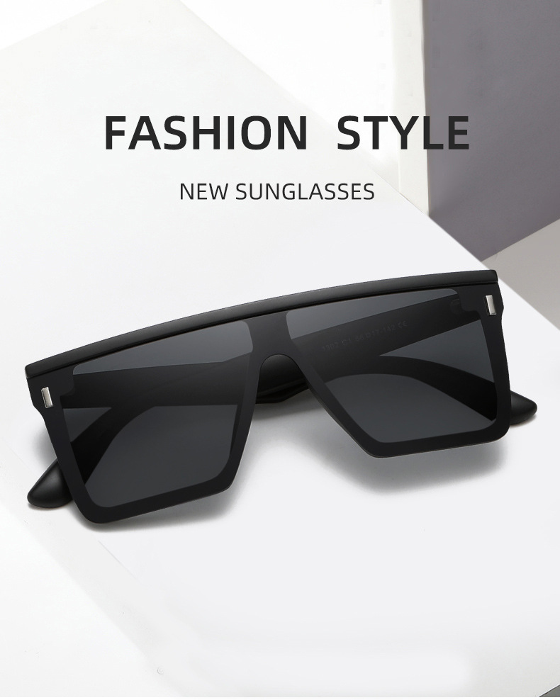 跨境新款 男士太阳镜 F1302欧美一体时尚大框偏光镜 户外运动墨镜详情2