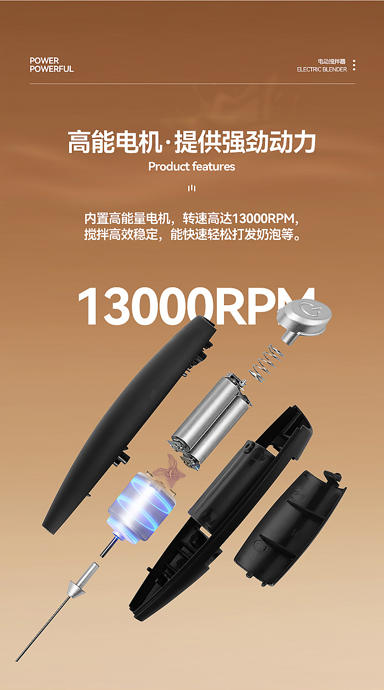跨境新款电动奶泡器咖啡电动搅拌棒打泡器迷你手持式无线打奶器详情3