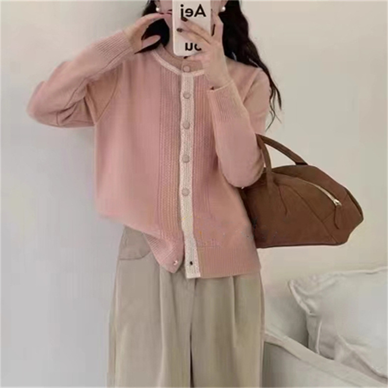 2024秋冬新款韩系针织衫蕾丝拼接复古甜美减龄小香风显瘦毛衣女潮详情10