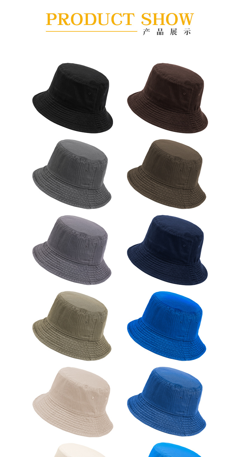 春夏夏季新款高品质水洗纯棉渔夫帽男女中性款韩版水桶帽韩版百搭盆帽大头围可调节遮阳帽现货详情1